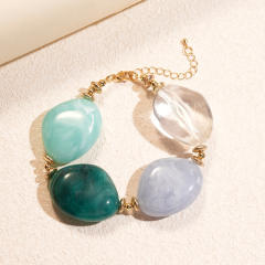 Acrylic Beaded Asymmetrical Oval Chain necklace bracelet earrings suit