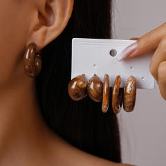 6pcs classic acrylic hoop earrings drop earrings set