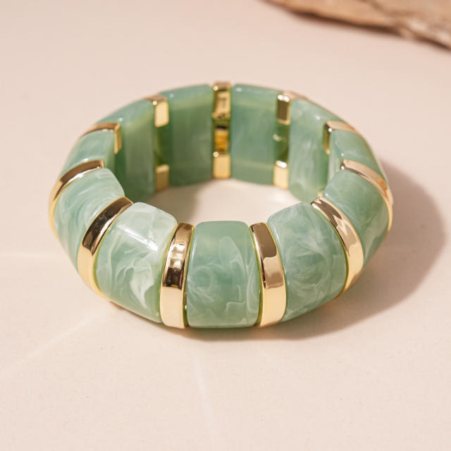 Green Square Geometric Resin Bracelet Retro Exaggerated acrylic Bracelet