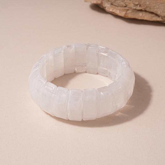 White Irregular Wide Resin Bracelet Personalized Trendy Hand Jewelry