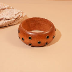 New Chinese Style Wooden Rivet Geometric Bracelet chunky bangle