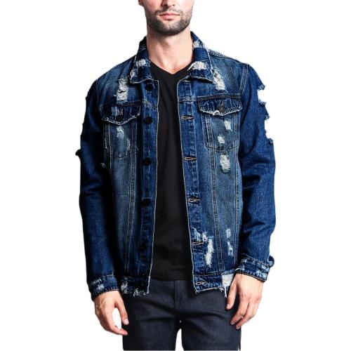 Fashion men's Denim jacket ripped Denim coat