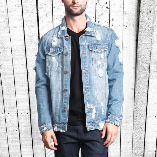 Fashion men's Denim jacket ripped Denim coat