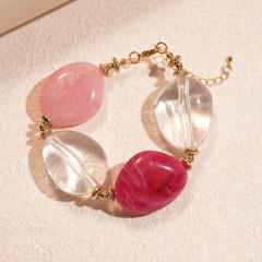 Acrylic Asymmetrical Oval Beaded Necklace bracelet earrings suit
