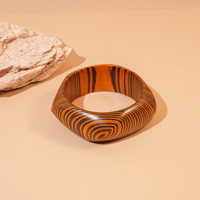 New Chinese Style Wooden Rivet Geometric Bracelet chunky bangle