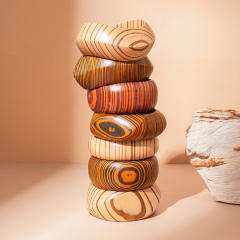 New Chinese Style Wooden Rivet Geometric Bracelet chunky bangle
