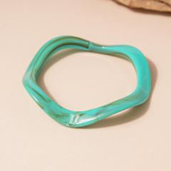 Turquoise Blue Irregular Geometric Resin Bracelet