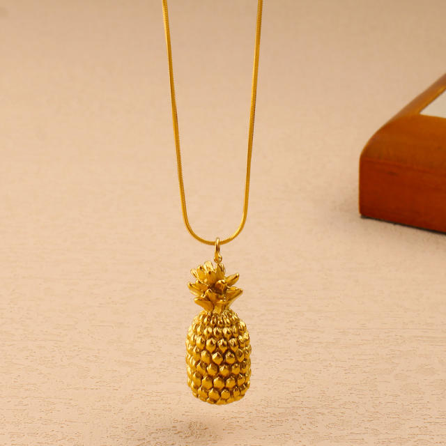 Summer Watermelon Grape Apple Pineapple Strawberry Banana Pendant Necklace stainless steel necklace