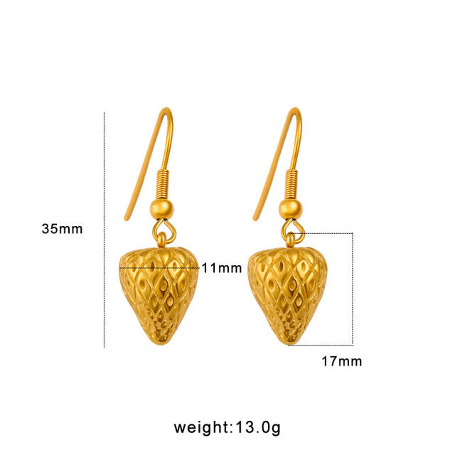 18KG strawberry watermelon apple pendant stainless steel earring necklace set