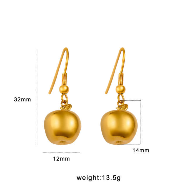 18KG strawberry watermelon apple pendant stainless steel earring necklace set
