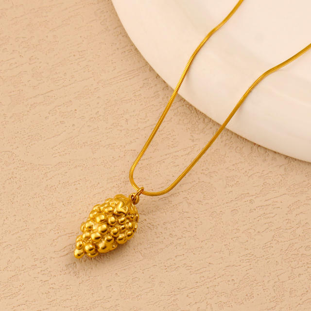 Summer Watermelon Grape Apple Pineapple Strawberry Banana Pendant Necklace stainless steel necklace