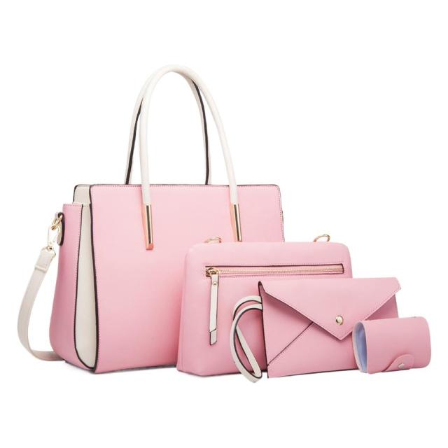 Color matching women's bag portable single shoulder three-piece set ladies bag set