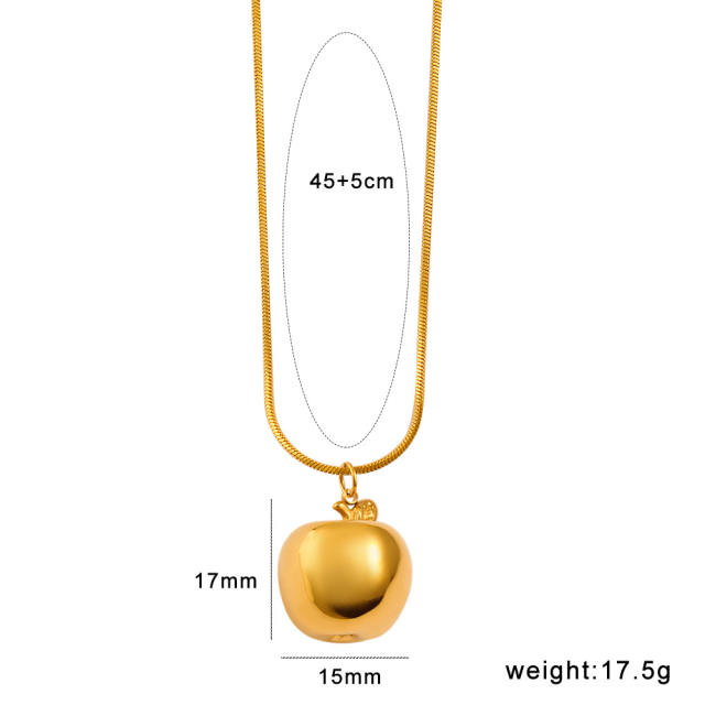 18KG strawberry watermelon apple pendant stainless steel earring necklace set