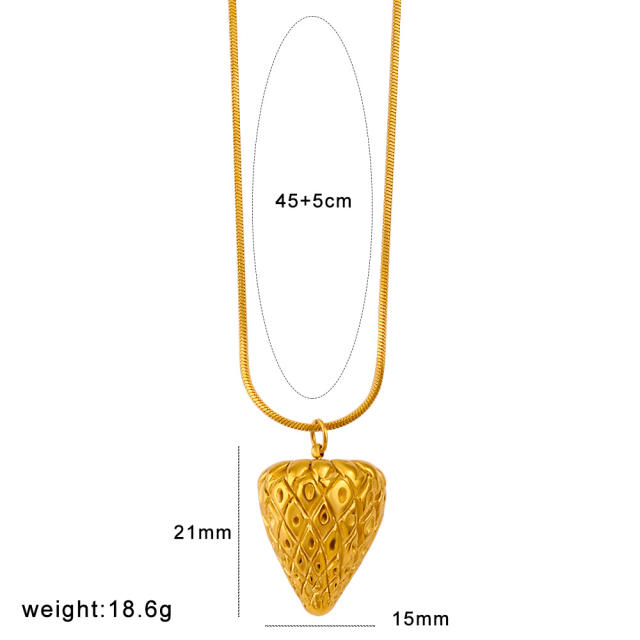 18KG strawberry watermelon apple pendant stainless steel earring necklace set