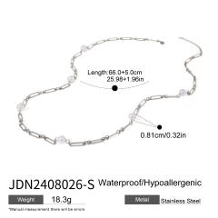 Silver color unique heart chain tassel stainless steel necklace long necklace