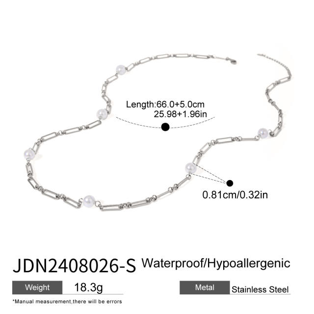 Silver color unique heart chain tassel stainless steel necklace long necklace