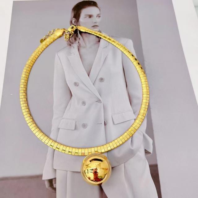 New fashion collar simple ball pendant gold silver collar stainless steel choker