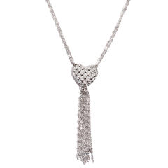 Silver color unique heart chain tassel stainless steel necklace long necklace