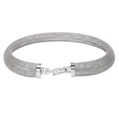 Stainless steel closed mesh collar bracelet chunky choker necklace set