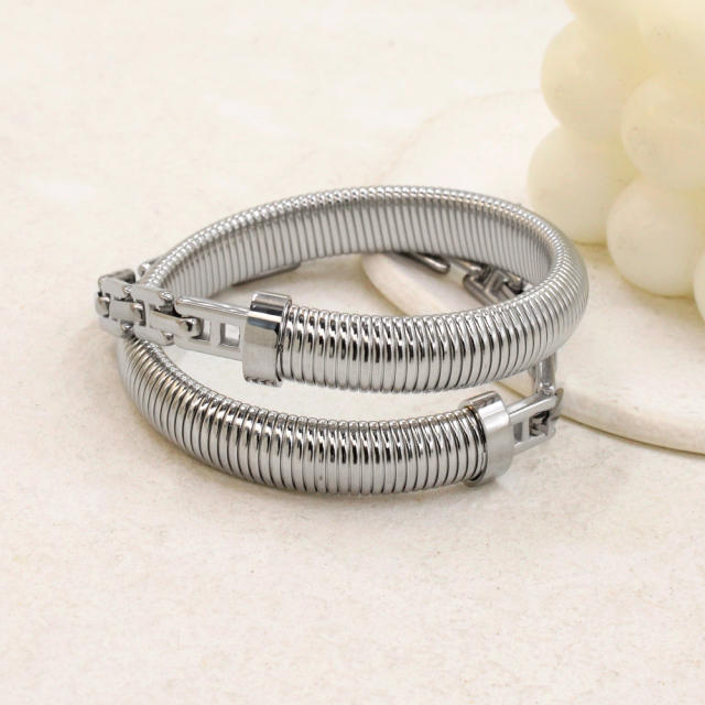 Creative Personality Multi-layer Stacked Wear Necklace Bracelet Stainless Steel chain choker necklace bracelet set