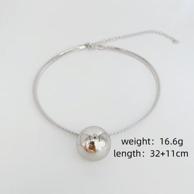 New fashion collar simple ball pendant gold silver collar stainless steel choker