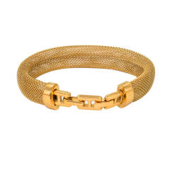 Stainless steel closed mesh collar bracelet chunky choker necklace set