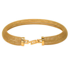 Stainless steel closed mesh collar bracelet chunky choker necklace set