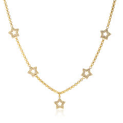 Sweet hollow out diamond star stainless steel necklace choker