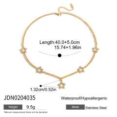 Sweet hollow out diamond star stainless steel necklace choker