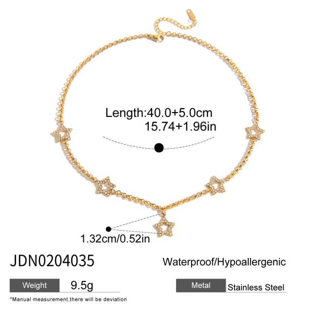 Sweet hollow out diamond star stainless steel necklace choker