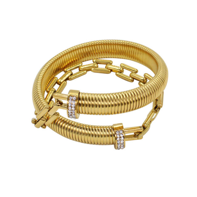 18K gold stainless steel necklace bracelet layer choker necklace bracelet set