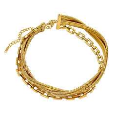 18K gold stainless steel necklace bracelet layer choker necklace bracelet set