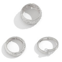 Exaggerated fashion pearl Joker bangle female personality diamond alloy bangle set