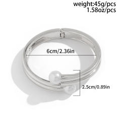 Exaggerated fashion pearl Joker bangle female personality diamond alloy bangle set