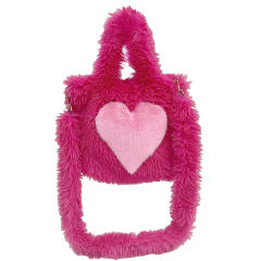 Foreign Trade 2025 New Furry Bag Women's Heart-Shaped Pattern Large-Capacity Plush Tote Bag