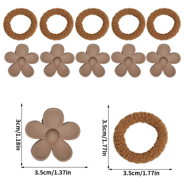 10pcs 12pcs set of high elastic hair ties plush hair ring sunflower cute hair clip set