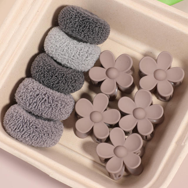 10pcs 12pcs set of high elastic hair ties plush hair ring sunflower cute hair clip set