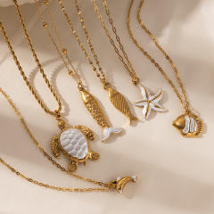 Marine Animal Starfish Pendant stainless steel Necklace