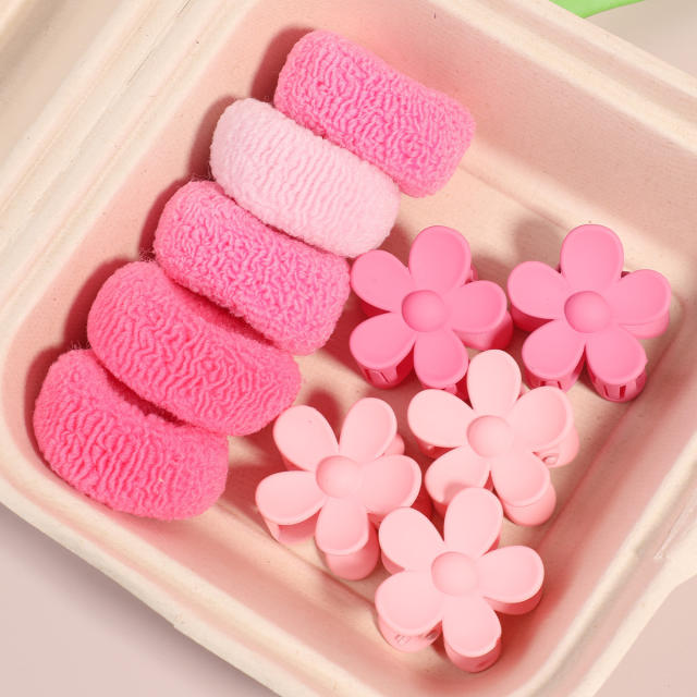 10pcs 12pcs set of high elastic hair ties plush hair ring sunflower cute hair clip set
