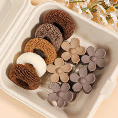10pcs 12pcs set of high elastic hair ties plush hair ring sunflower cute hair clip set