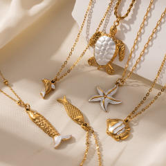 Marine Animal Starfish Pendant stainless steel Necklace