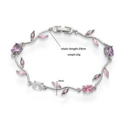 Copper Inlaid Colored Diamonds Branches Leaves bracelet