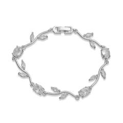 Copper Inlaid Colored Diamonds Branches Leaves bracelet