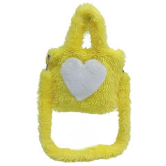 Foreign Trade 2025 New Furry Bag Women's Heart-Shaped Pattern Large-Capacity Plush Tote Bag