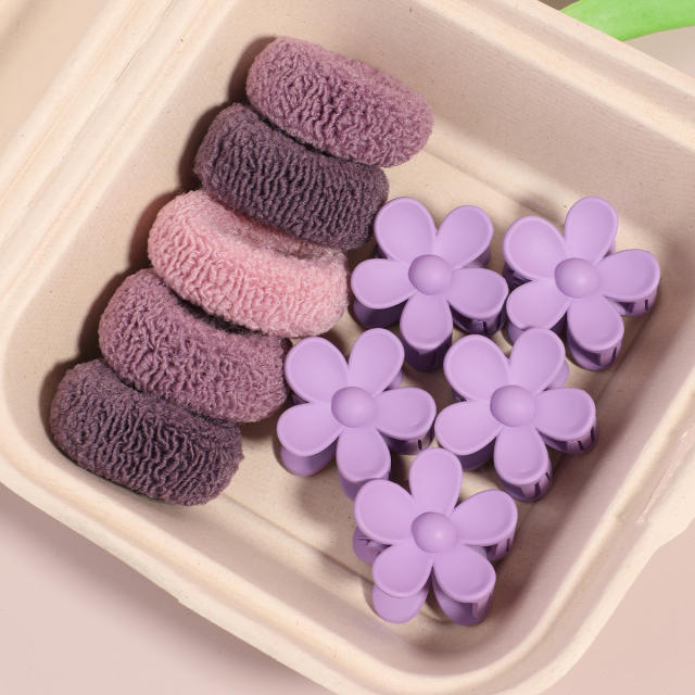 10pcs 12pcs set of high elastic hair ties plush hair ring sunflower cute hair clip set