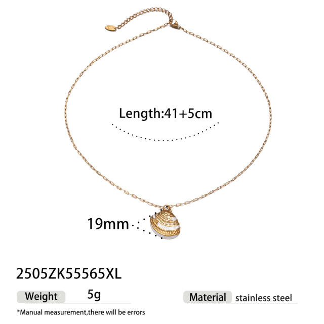 Ocean starfish shell conch pendant stainless steel necklace