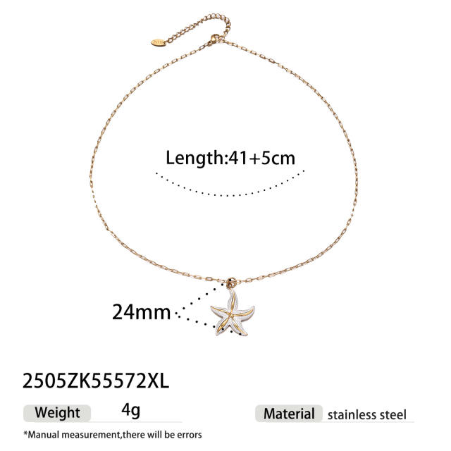 Marine Animal Starfish Pendant stainless steel Necklace