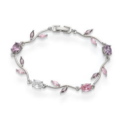 Copper Inlaid Colored Diamonds Branches Leaves bracelet