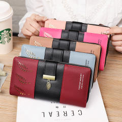 Korean-style Spliced Color Hollow Leaf Wallet for Women