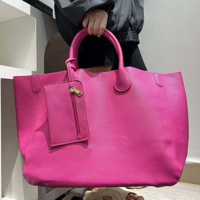 Hot Selling Women's Fashionable Soft Leather Tote Bag Large Capacity Solid Color handbag